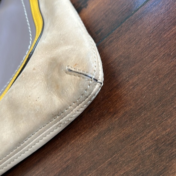 Coach Poppy Leather Colorblock Perri Hippie Covertible Bag Cream Yellow Mauve - Picture 3 of 16